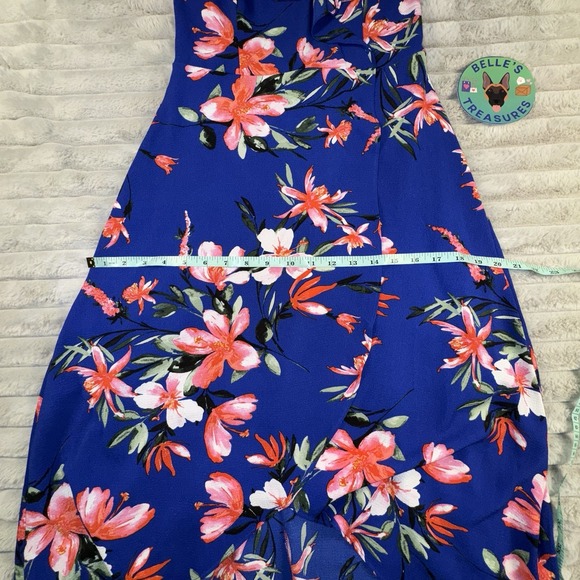 IZ Byer Maxi Dress Womens Small Blue Floral Babydoll Waist Tie Y2K Resort Beach - Picture 5 of 10